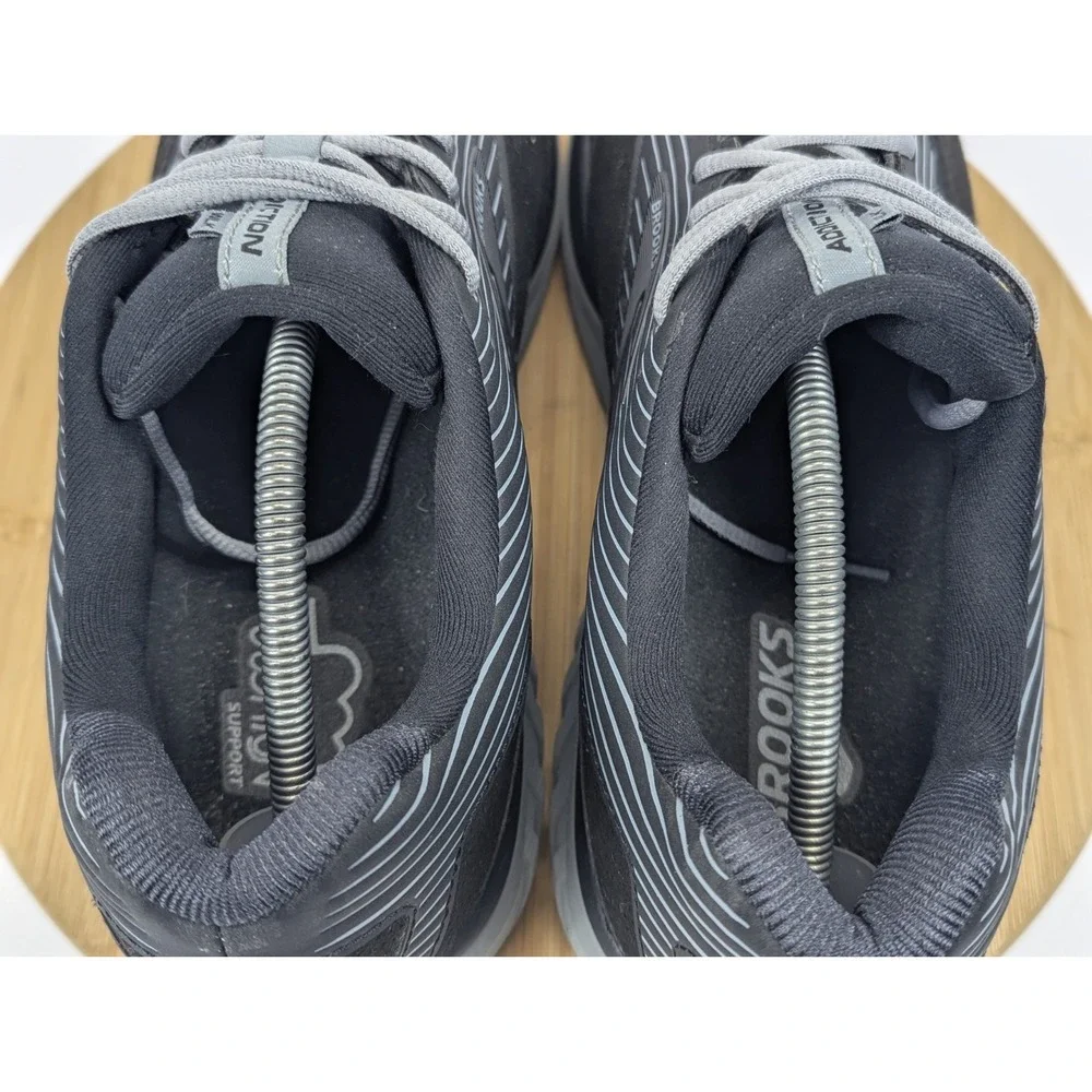 Brooks Mens 12.5 2E Wide Shoes Addiction Walker Black Suede Gray Walking Sneaker